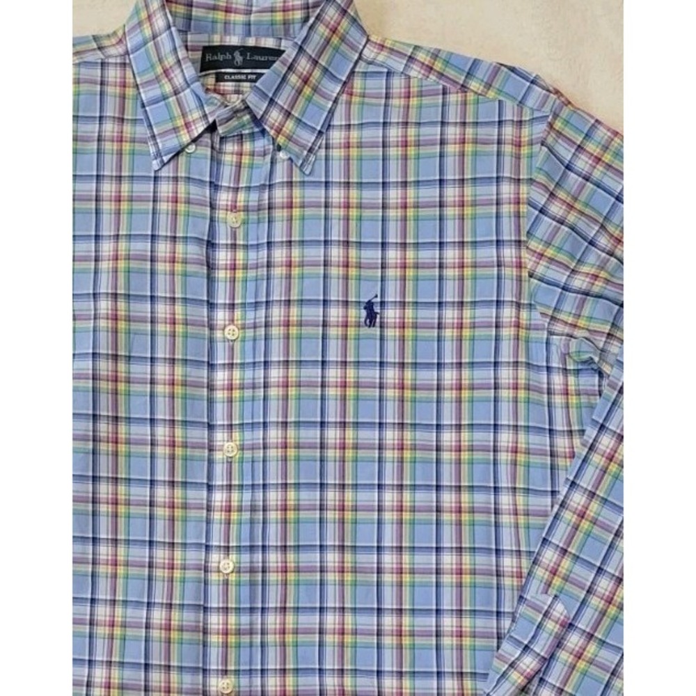 VINTAGE RALPH LAUREN MENS LONG SLEEVE MULTICOLOR BUTTONDOWN SIZE LARGE - EUC - Picture 3 of 8